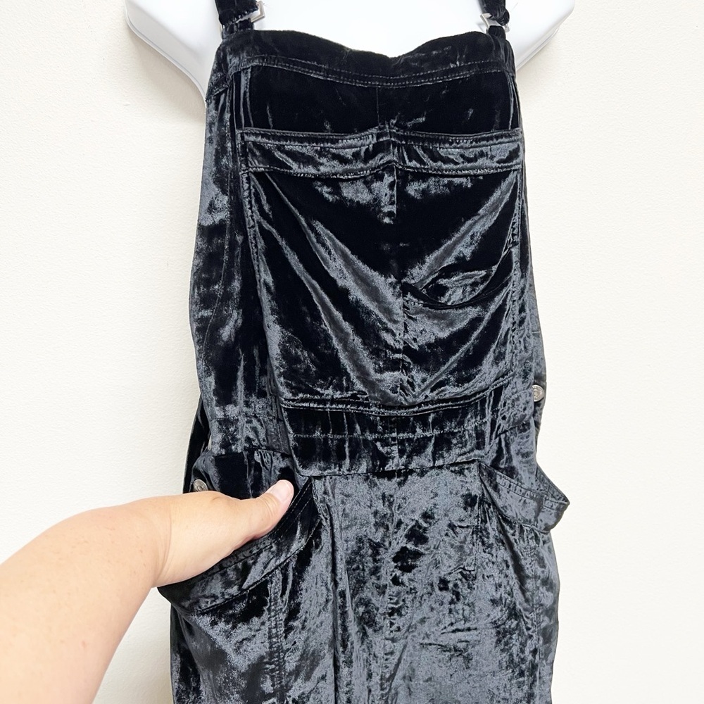 Free People Womens Black Follow The Sun Boho One Piece Velvet Jumpsuit Size XL - Picture 5 of 10